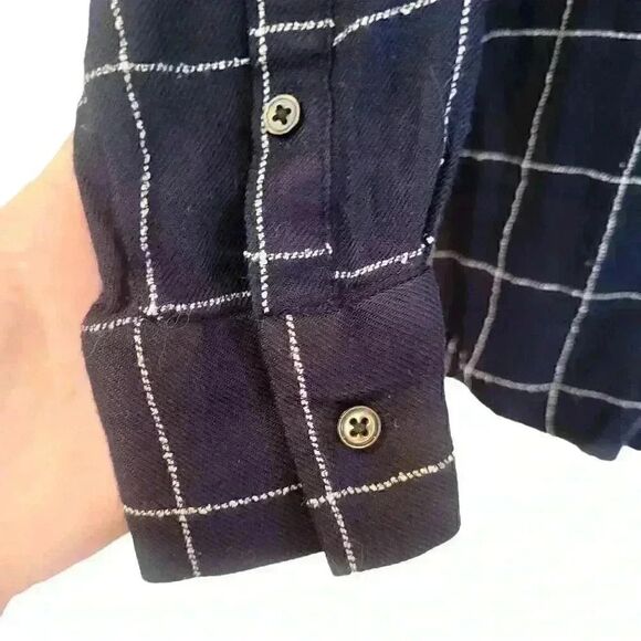 Banana Republic Women's Navy & Cream Rayon Dillon Classic Fit Button Down Shirt - Picture 7 of 11